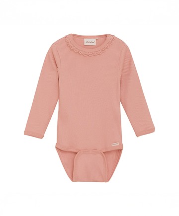 素面粉色天絲莫代爾長袖包屁衣86cm