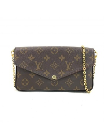 louis vuitton 棕色 Pochette Félicie 老花帆布鍊條包 肩背包 手拿包