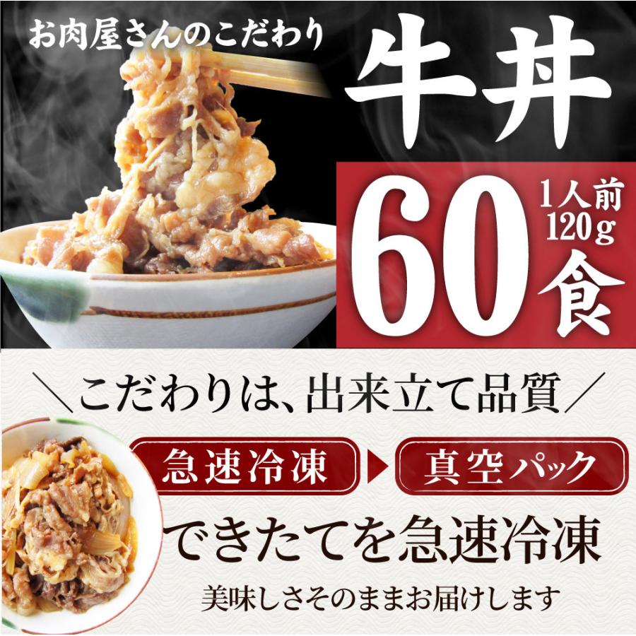 牛丼 牛丼の具 60個セット お肉屋さんのこだわり たっぷり牛肉の簡単牛丼 1食120g