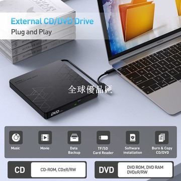 【全球優品匯】多功能插卡光驅筆記本臺式電腦外置光驅刻錄機5合1外接光盤刻錄機