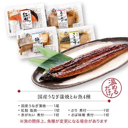 越前宝や ギフト 魚 お惣菜 セット 電子レンジ うなぎ 蒲焼 煮魚 焼魚 1尾 4切 詰め合わせ  焼き魚 魚 惣菜 お惣菜 紅鮭 かれい