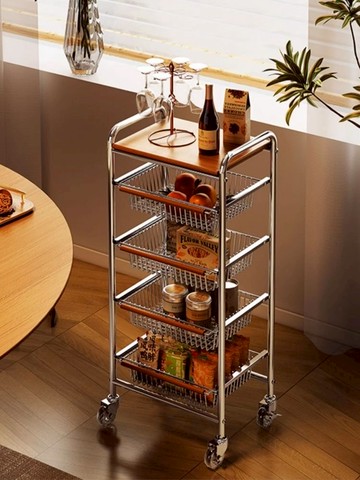 免運/可開發票 送餐車 小推車 茶水車 收納車 中古小推車客廳移動零食收納架家用復古廚房餐車墻架子置物架落地 快速出貨