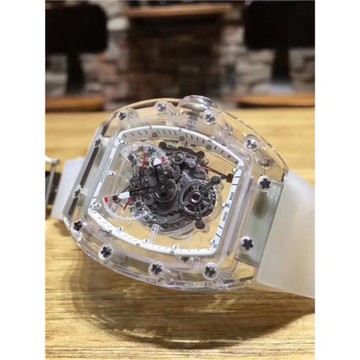 注輪匠理查男士自動機械手表鏤空透明水晶個性運動男表時尚潮腕表