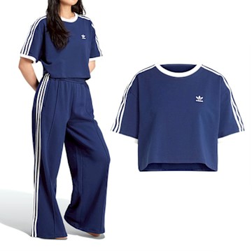 Adidas 3S LOOSE CROP T 女款 深藍色 寬鬆 圓領 短版剪裁 上衣 運動 休閒 短袖 JC8151