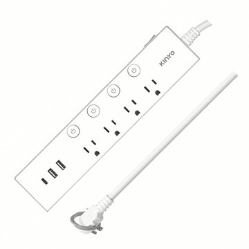 【KINYO】五開四插USB延長線(CGU-354)｜台灣製 6尺/9尺 USB Type-C 獨立開關