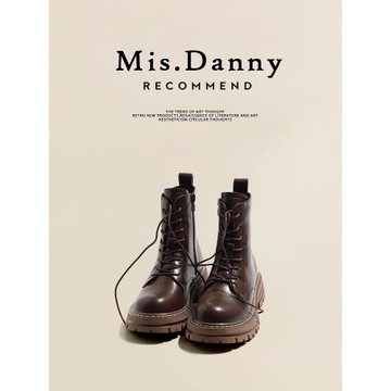 與愛私奔~超軟馬丁靴女2025新款棕色英倫厚底單靴加絨加厚短靴冬