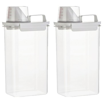 手提量杯密封罐 透明色 2.3L  2個  2個容器 + 2個蓋子
