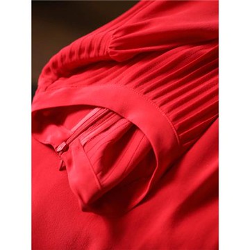 一件到底的G級感 裙型太好~氣質重磅桑蠶絲顯白紅色真絲連衣裙女