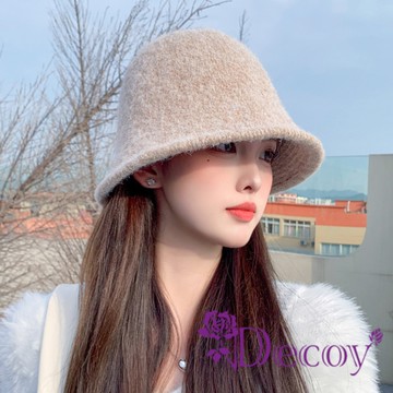 【Decoy】甜美百搭 羊絨保暖日系遮臉水桶帽/粉