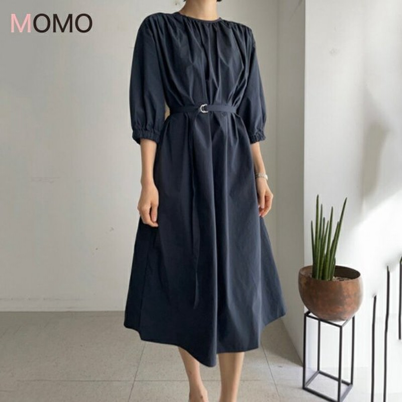 レトロラウンドネックワンピース バックカラーワンピース 普段着ワンピース ナチュラルワンピース ミドル丈 ワンピ 大人ファッション アラフィフコーデ 通販 Lineポイント最大0 5 Get Lineショッピング