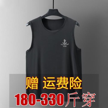 潮胖子冰絲網眼速干無袖T恤男夏季加肥加大碼300斤運動坎肩汗背心