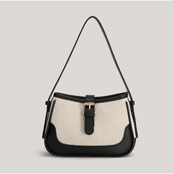 免運🎀包包2025新款高級拚接拉練帆布斜挎包腋下手提包 單肩包 韓國包包 斜背包 側背包 水餃包 半月包 腋下包 月牙包