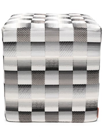 Missoni Home - Damier checked pouf cube - unisex - Acrylic/Cotton/Polyester - One Size - White
