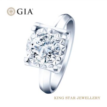 King Star GIA 一克拉 Dcolor 18K金 天然鑽石戒指 雋永牛頭(三克拉視覺效果)