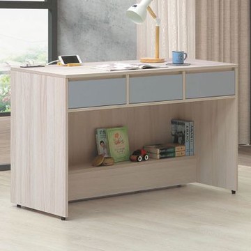 文創集 莫凡卡雙色4尺三抽書桌(桌面插座設置)-121x60x81cm免組