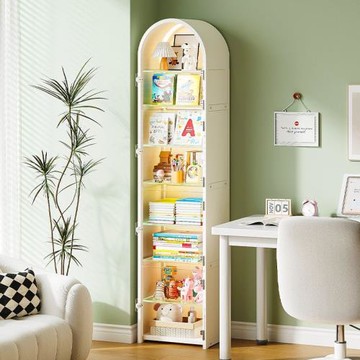 雅圖詩書柜現代簡約帶門防塵組合立柜拱形窄柜儲物柜置物書架落地