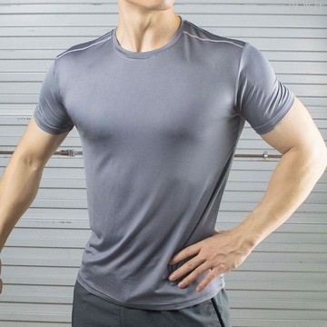 夏季健身運動短袖男士透氣彈力戶外訓練T恤休閒跑步冰絲上衣純色