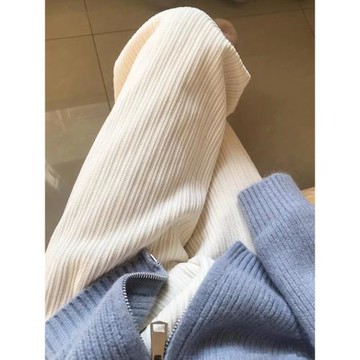 雪尼爾加絨闊腿褲女秋冬季高腰垂感休閑直筒褲小個子白色奶油褲子