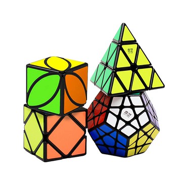 魔方格異形魔方大禮盒(金字塔+斜轉型+楓葉型+五邊型+魔方秘笈)(黑邊版)(授權)【888便利購】