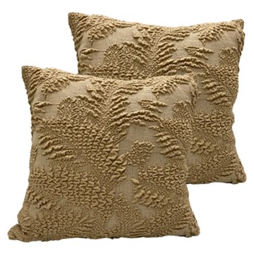 J&N 千葉緹花彈性抱枕 2入組 100% 聚酯纖維  45 x 45cm  咖啡色