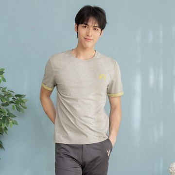 PLAYBOY - 涼感基礎雙色反T-SHIRT - 麻灰色/661-802-05-1