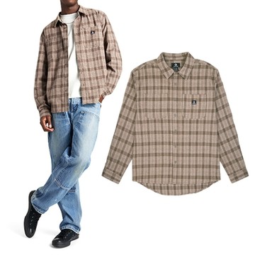 Converse Button Down Warm Shirt 男款 卡其色 休閒 襯衫 長袖 10027089-A06