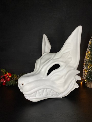 未上色狐面具、可穿戴空白狐面具、DIY 狐面具角色扮演用