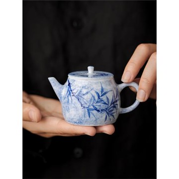 陶福氣 新款青花瓷茶壺泡茶 家用陶瓷紫砂功夫茶具一人泡茶器單壺