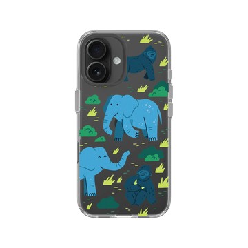 iPhone 16 Clear Case（相機按鈕） 透明 - RHINOSHIELD X Taipei Zoo - 非洲區插畫（西部低地大猩猩、非洲象）