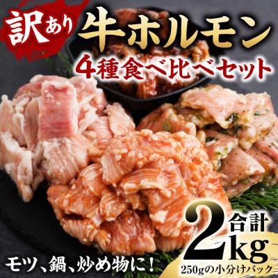 ふるさと納税 八代市 牛ホルモン　食べ比べセット　4種モツ　計2kg