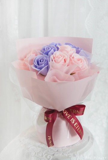 粉玫瑰花束/香皂花束/香皂花/生日花束/情人節花束/驚喜禮物/花束