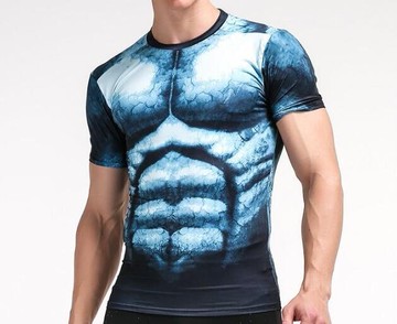 FINDSENSE MD 日系 時尚 男 高彈力 緊身運動短T 訓練服 跑步 健身T恤 短袖T恤 3D肌肉