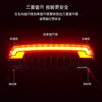 （爆款熱賣）（國際精品）【免運】自行車尾燈 自行車燈 公路車尾燈　腳踏燈 腳踏車尾燈 自行車剎車尾燈 剎車尾燈 自行車警示燈 洛克兄弟智能遙控雷
