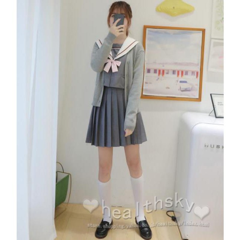 セーラー服 長袖半袖 グレー人気 学生服 夏物 プリーツスカート 女子