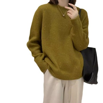 [米蘭精品] 針織衫長袖毛衣-休閒浣熊絨亮片女上衣5色74ik15