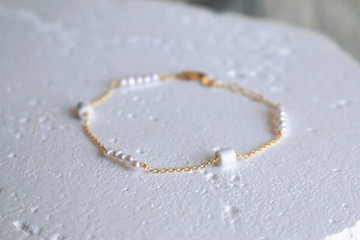 手鍊 珍珠 白紋石 - 秘密計畫 -