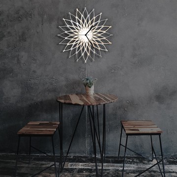 Fireworks III - 迷人的幾何掛鐘有 5 種銀色色調