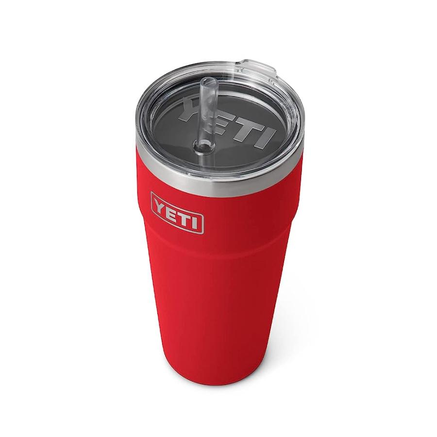 YETI RAMBLER 26 OZ STRAW CUP, VACUUM INSULATED, STAINLESS STEEL WITH STRAW LID, RESCUE RED