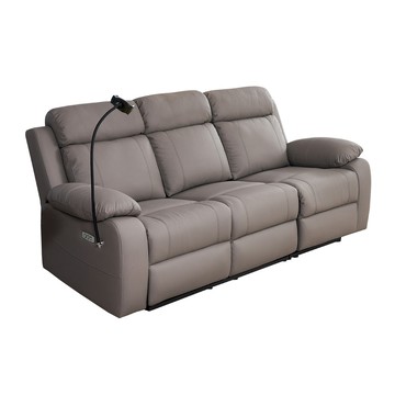 【多瓦娜】凱菲舒柔耐磨皮三人位電動沙發-二色駝色