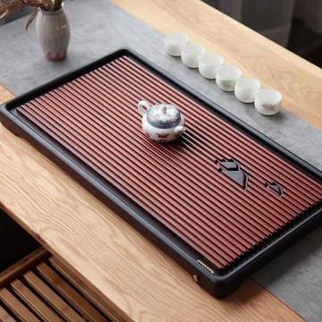 茶盤家用重竹排水式大中小號茶海茶具托盤電木款長方形簡約茶臺