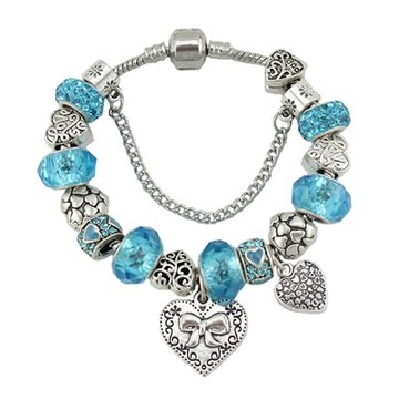 串珠手鍊 手環-甜美愛心吊墜水晶飾品時尚情人節生日禮物女配件3色73kc40【獨家進口】【米蘭精品】