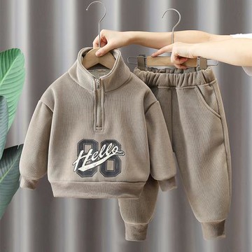 兒童加絨衛衣套裝2026秋冬裝新款男童加厚冬季男孩一體絨兩件套