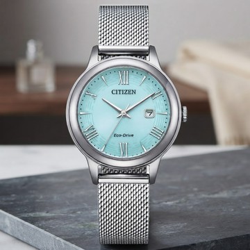 CITIZEN星辰 LADYS系列 光動能 時尚水波紋腕錶 31.5mm / EW2621-75M