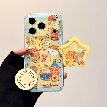 趣味可愛黃底氣球星星男孩搖搖樂磁吸適用iphone17promax蘋果15pro