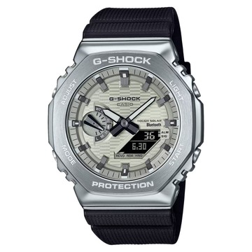 【CASIO 卡西歐】G-SHOCK  金屬錶殼 八角形錶殼 百搭淺金黃 藍牙 太陽能電力 GBM-2100A-8B_44.4mm
