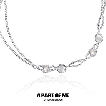 曙光系列 原創小眾白瑪瑙鎖骨鏈寶石鑲嵌串珠項鏈高級冷淡風