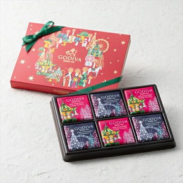 日本限定2024限量版 GODIVA 耶誕星空燙金星星聖誕樹巧克力片禮盒六枚入款派對交換禮物－珍藏版１