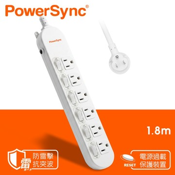 群加 PowerSync 防雷擊6開6插延長線1.8m/2.7m(PWS-EAS6618)