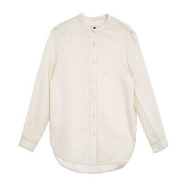 現貨+預購 襯衫長袖上衣-亞麻修身圓領寬鬆女裝74kc14【獨家進口】【米蘭精品】