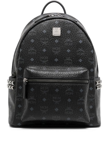 MCM - logo print studded backpack - unisex - Leather - One Size - Black